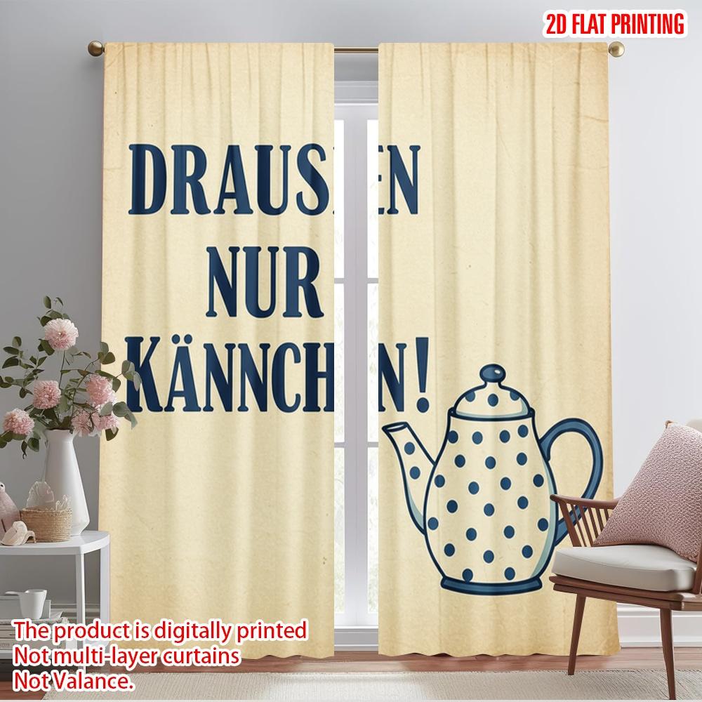 

2pcs 2D flat printing Party Curtains Outside Just Little Pot Polyester Without Electricity Festive Holiday for New Year and 52.50×116.00 CM 2pcs