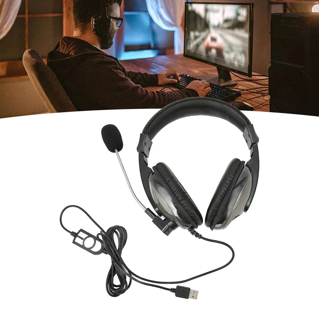 USB Gaming Headset Wire Control Adjustable Volume Gaming Headset with Microphone for PC Laptop for P