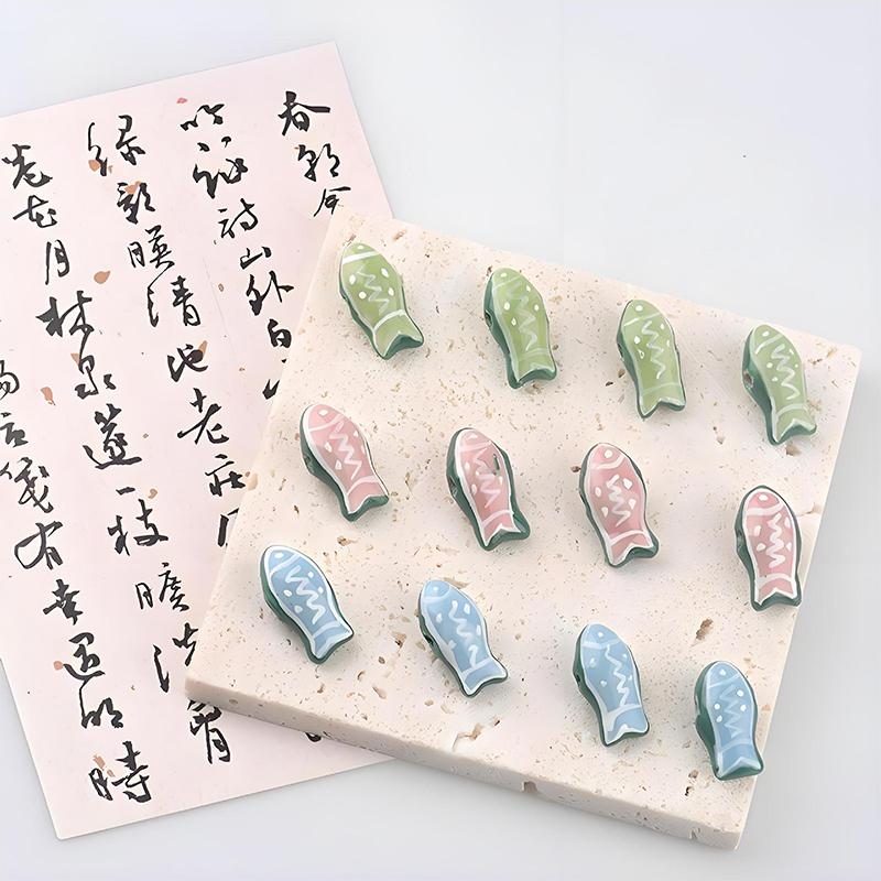 1Pc Painted Cute Small Fish Beads Charms Ceramic Spacer Loose Beads For Jewelry Making Diy Bracelet Accessories
