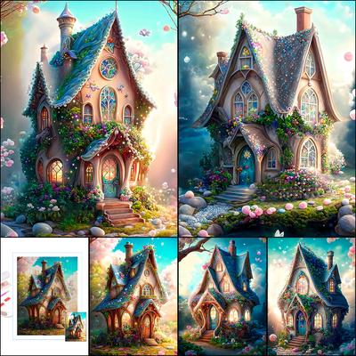 Flower Cottage Persönlichkeit DIY voller Bohrer Diamant dekorative Malerei
