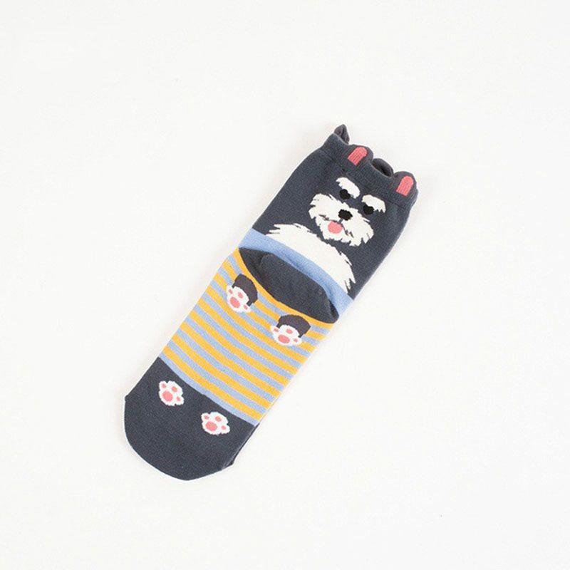 

New Fashion Lovely Womens Cartoon Dog Cotton Socks Crew Novelty Liner Socks чёрный