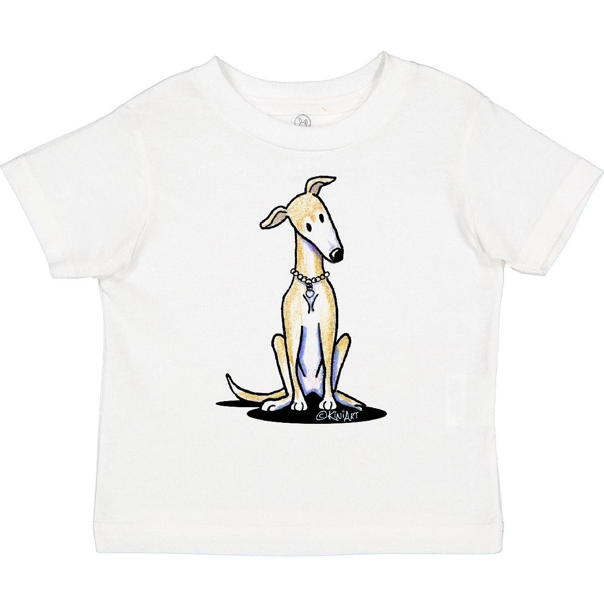Inktastic Curious Greyhound Toddler T-Shirt - KiniArt Dog Breed Cartoon Cute Kid 100