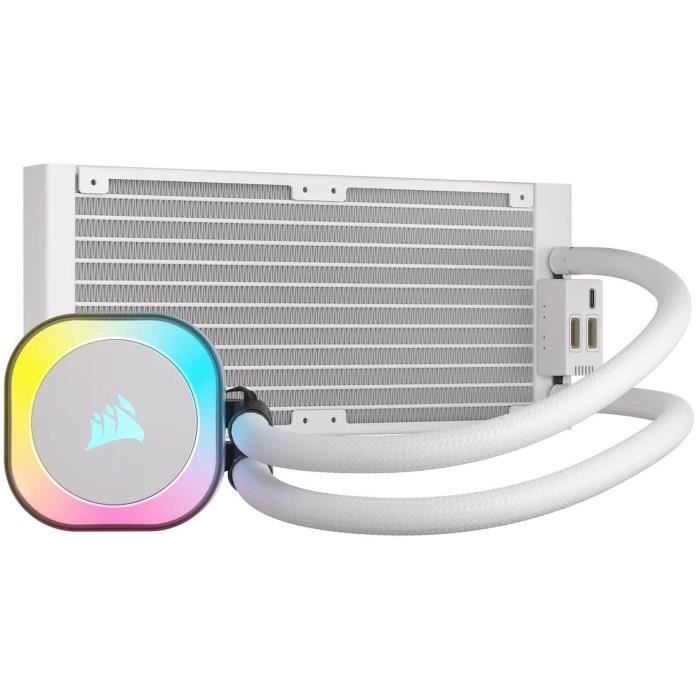 Refroidissement pc - corsair - cw-9061005-ww - icue link h100i rgb liquid cpu cooler with qx120 rgb fans - white