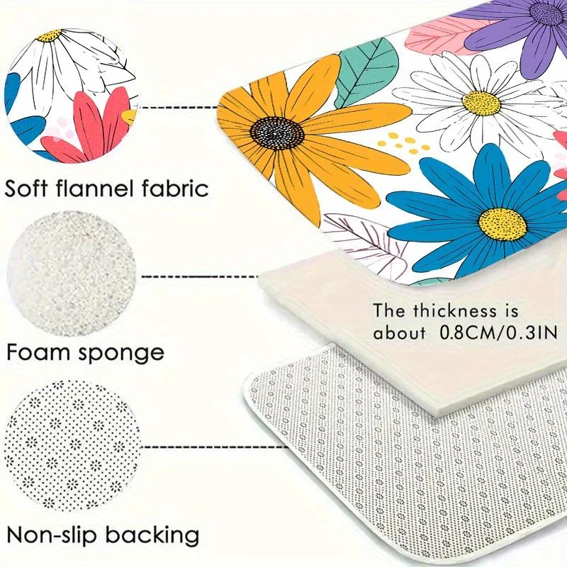 1pc Colorful Floral Pattern Doormat, Polyester Fabric, Machine Washable, Suitable for Bedroom and Living Room Decoration