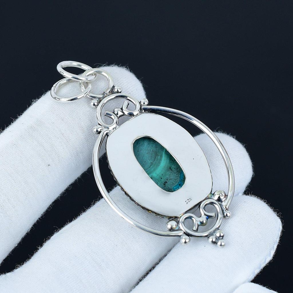 Pendentif Malachite, Bijoux Faits Main en Argent Sterling 925, Pendentif Argent Malachite, Bijoux de Fête pour Femmes, Bijoux d'Halloween Pendentif