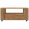 TV Stand with Casters Artisan Oak Finish 102 x 34.5 x 43 cm Engineered Wood