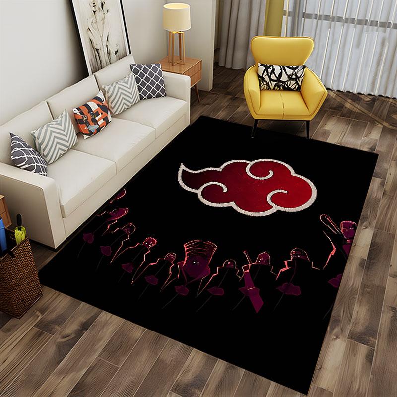 Rotes Wolkensymbol auf schwarzem Teppich, geeignet als rutschfeste Matte für das Wohnzimmer oder das Sofa im Schlafzimmer
