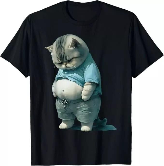 Funny Fat Cat Art Design Fat Kitten Cat Lover Unisex T-Shirt Unisex T-Shirt XXXL
