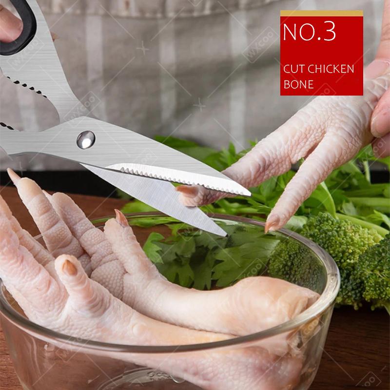 Multifunctional Stainless Steel Kitchen Scissors Sharp Food Roasting Scissor Household Powerful Chicken Bone Scissors