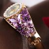 Yousheng Women Watch Shiny Rhonestone Flower Butterfly Decor Hollow Out Color Matching Stainless Metal Decorative Quartz Movement Round Dial Wrist