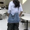 Vintage Denim Handbag with Braided Details Large Capacity Shoulder Crossbody Bag for Women