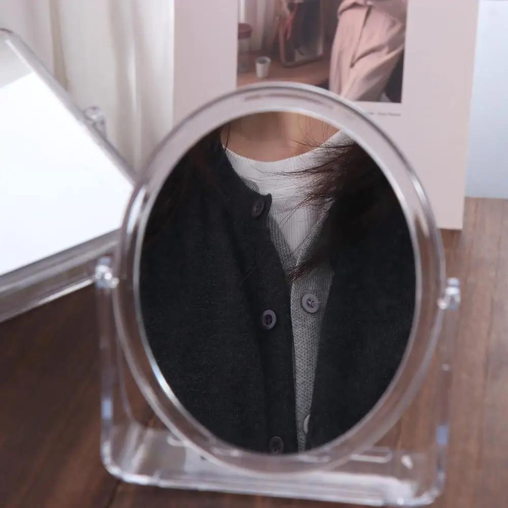 Foldable Desktop Makeup Mirror 360 Degree Rotating Princess Mirror Portable With Stand Square Round Mirror Home