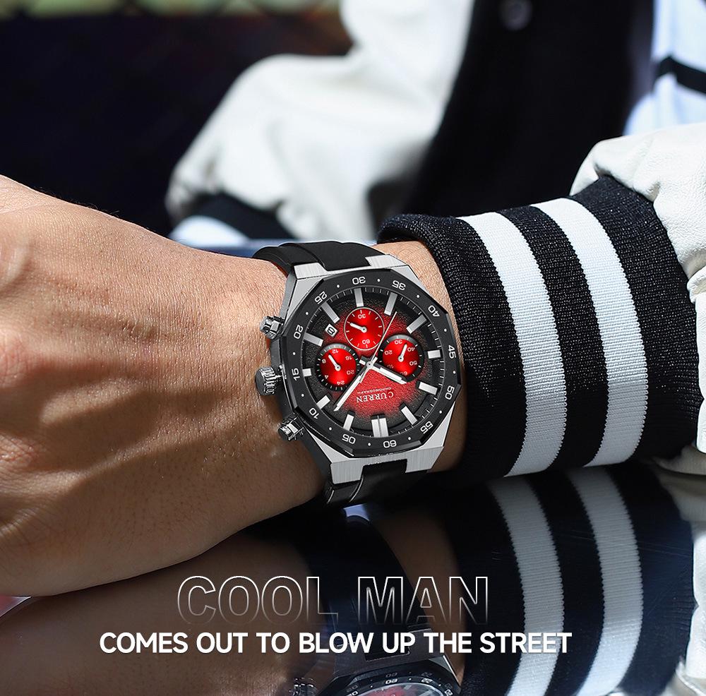 CURREN 8489 Men's Waterproof Six-Hand Quartz Sports Watch with Calendar Strap