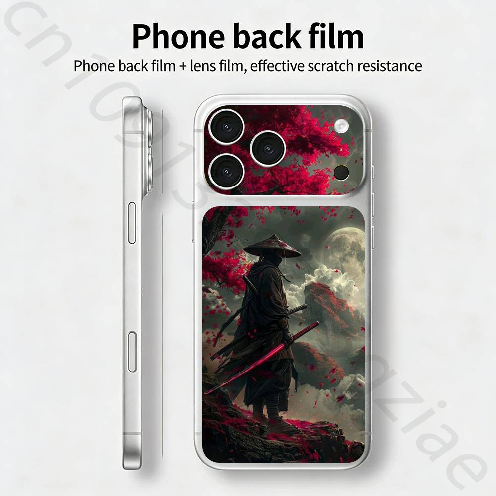 Japanese Bushido Samurai For iPhone 17 pro Max /17 pro Full Cover Decal Skin Wrap 3D Colorful Rear Protective Sticker Film