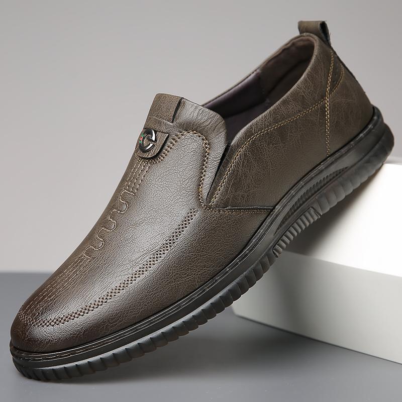 

Модные мужские деловые туфли Slip on, модные брендовые мужские повседневные туфли для вождения, удобные мужские деловые кожаные туфли на плоской подошве с мягкой подошвой для мужчин 10 коричневый