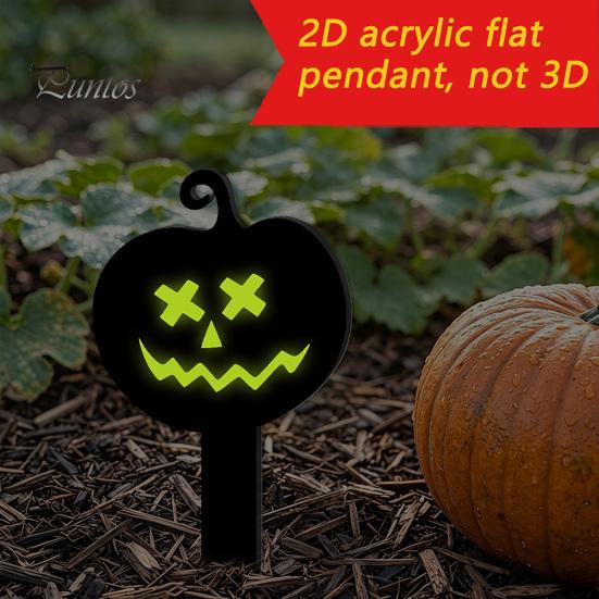 Festive Halloween Holiday Decor Pumpkin Yard Sign with Stake, Glow In The Dark Reusable Garden Spooky Silhouette Stake for Outside Patio Lawn Stakes