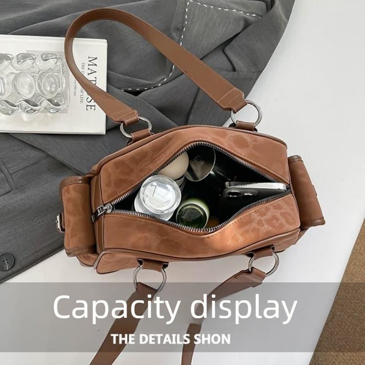 Leopard print Boston bag women's vintage shoulder bag