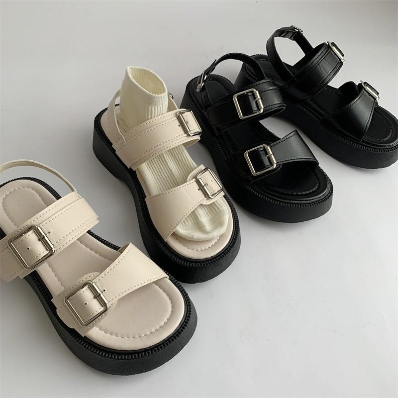 

Design sense niche ins platform casual sandals women s summer new Roman metal buckle fashion 42 білий