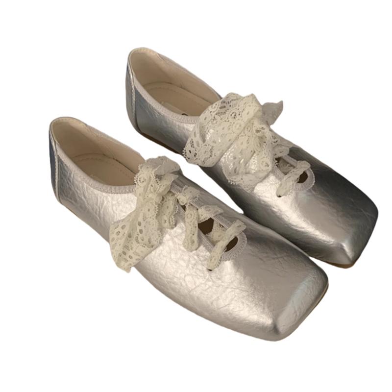 Modne Płaskie Buty Damskie Buty do Tańca Baletowego Kwadratowy Nosek Modne Mokasyny do Sukienki Buty 2025 Wiosna Markowe Codzienne Wygodne Eleganckie Zapatillas De Mujer