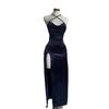 Neue Mode Sommer Sexy Träger Langes Kleid Y2K Rückenfrei Ärmellos Elegant Party Bodycon Hoher Schlitz Lange Kleider Damen Einfarbig Damenbekleidung