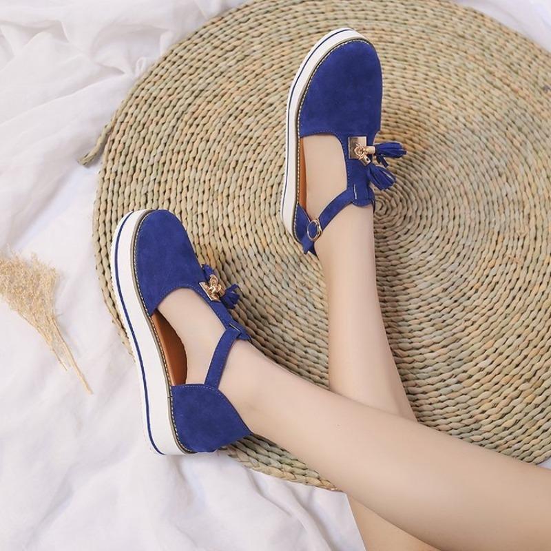 Customizable Women's Sandals Summer Casual Flat Platform Heel Tassel Buckle Strap Sandals Platform Vulcanized Shoes