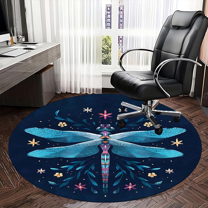 Elegant Dragonfly Office Carpet Chair Mats, Floral Home Decor, Office Carpet Gift for Living Room, Bedroom, Various Rooms1118027a