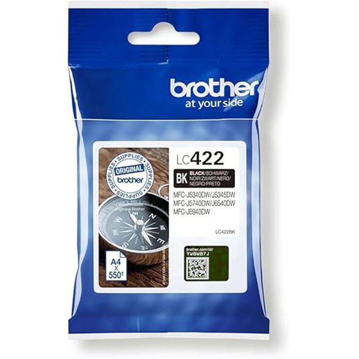 Cartouche d'encre - BROTHER - LC422BK - Noir - Compatible MFC-J5340/5740 - Jet d'encre