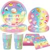 Cartoon Birthday Party Set: Squeeze Toy Decorations, Plates, Cups, Napkins, Tablecloth, Flags