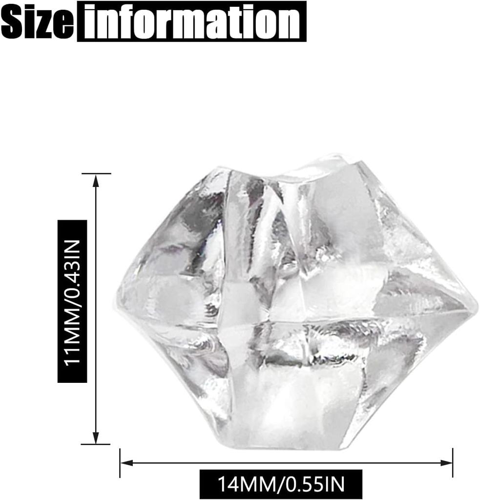 100Pcs 11*14mm Crushed Diamond Ice Crystal Clear Plastic Rocks Fake Diamonds Clear Acrylic Gems for Decor Photography Prop