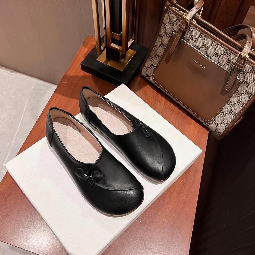 

Soft leather mother shoes spring and autumn new single shoes low heel thick heel soft sole middle-aged and elderly comfortable round head cowhide 35 чёрный
