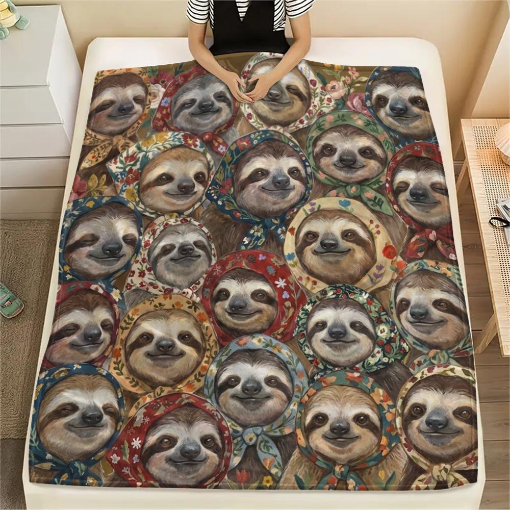 1 Stück Retro Tier Kunst Druck Flanelldecke, Hohe Qualität für Alle Jahreszeiten, Heimdekoration, Wärme und Komfort, Perfekt für Weihnachtsgeschenke