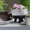 Vintage Style Iron Flower Bucket Double Handle Distressed Finish Metal Flower Pot Wear-resistant Large Capacity Flower Vase