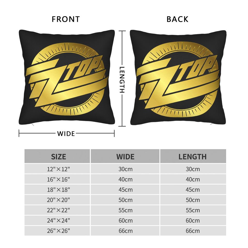 Band Zz Top Kissenbezug Quadratischer Kissenbezug Neuartiger Kissenbezug für Couch Sofa Schlafzimmer