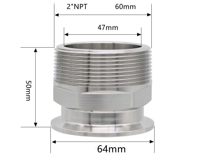 1/4" 3/8" 1/2" 3/4" 1" -4" NPT Male X 0.5" 0.75" 1.5" 2" -4" Tri Clamp Connector Pipe Fitting 304 316L Stainless Steel Sanitary