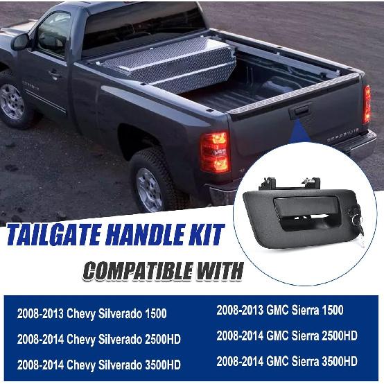 Nakuuly Tailgate Handle with Bezel Lock Kit Compatible with Chevry Silverado and GMC Sierra 1500 2500 3500 HD 2007 2008 2009 2010 2011 2012 2013 2014