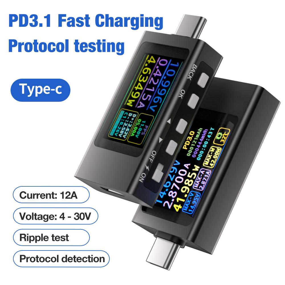 KWS-X1 Digital Voltmeter 3.3-36V 0-12A Type-C Voltage 240W USB Tester Fast CHARGING Trigger Meter HD IPS Display