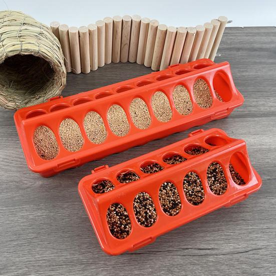 Hrănitoare de pui din plastic cu flip-top, tavă de hrănire pentru păsări mici, cu găuri, rață, prepeliță, adăpător, fără deșeuri, jgheab pentru păsări, porumbei, pui