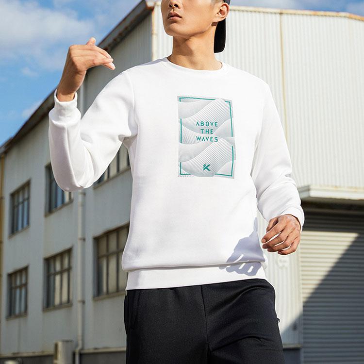 Anta Basketball Series Casual Long Sleeve Pullover Sweatshirt Men Sweatshirt Pure-White 152211717-1