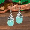 Vintage Earrings Silver Geometric Turquoise Drop Earrings Bohemian Dangle Jewelry for Women