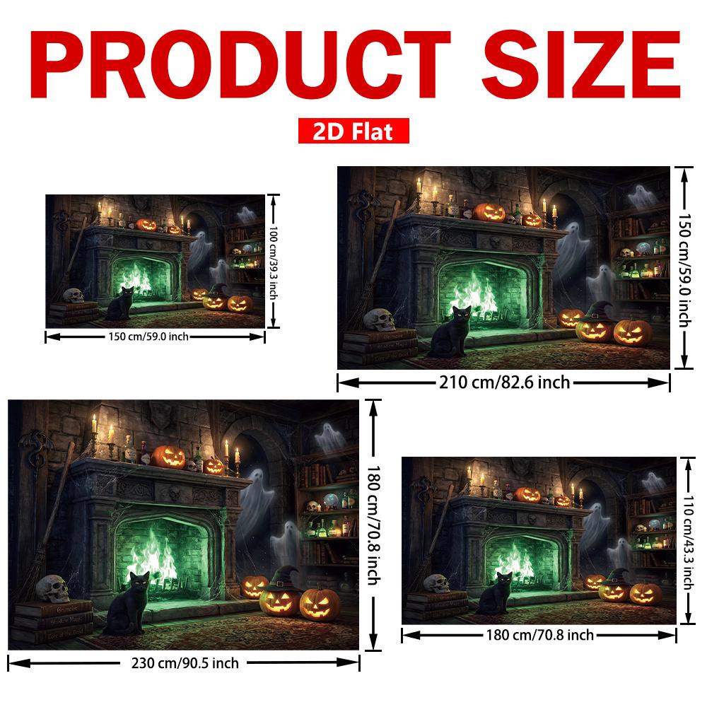 1Pcs Spooky Halloween Fireplace Pumpkin Lantern Decoration Background Halloween Backdrop Decorations For Photo Studio Booth Party