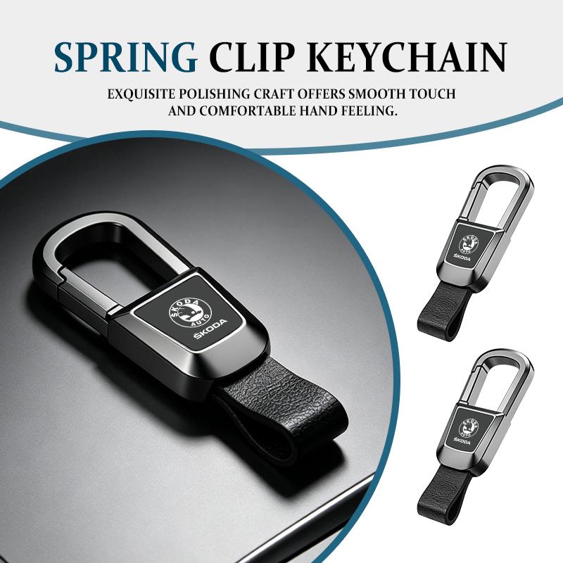 For Skoda NEW Car Alloy Keychain Key ring Leather Key Rings Kamiq Karoq Octavia 2 3 Rapid Scala Kami Fabia VII VRS fsvr64