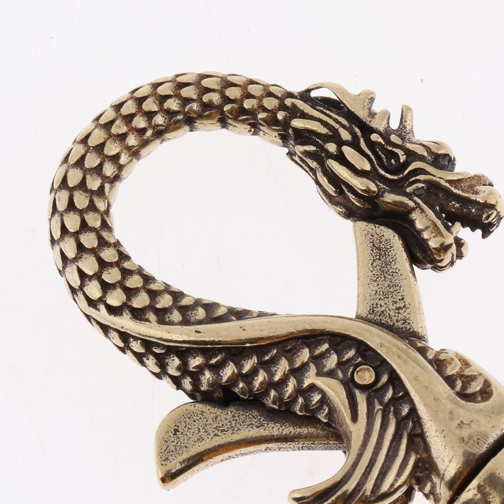 2 Pcs Brass Keychain Bottle Opener Beverage Can Car Key Hook Keyring Tool Retro Dragon Design