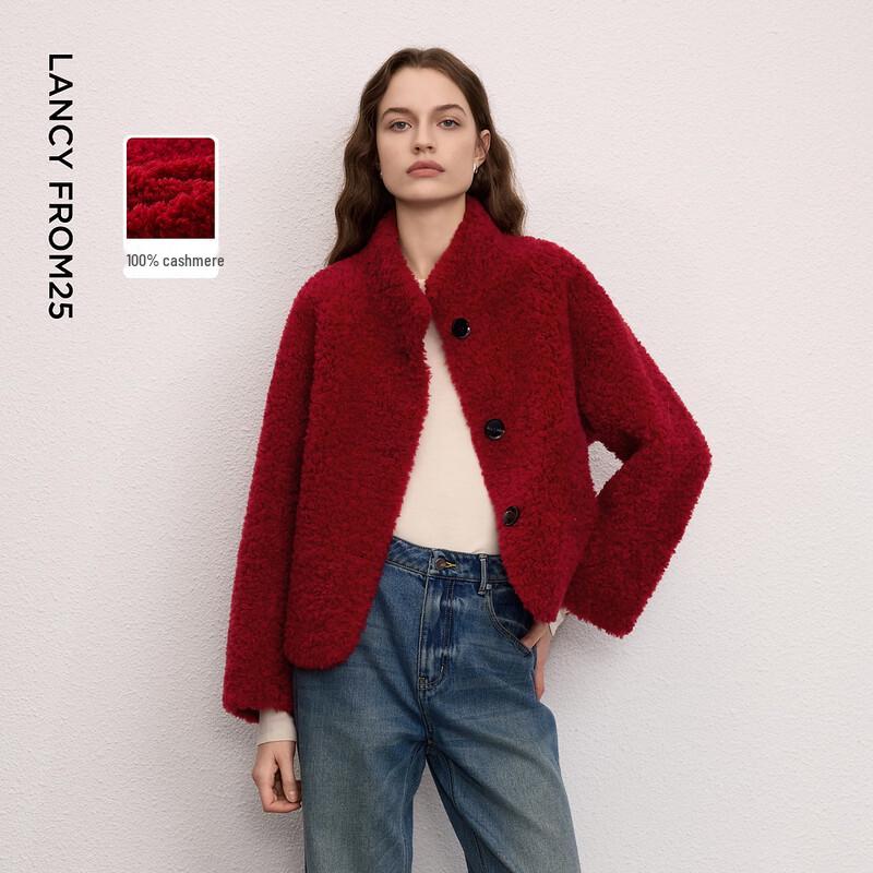 LANGZI Women's Premium Wool Stand-Collar Winter Coat