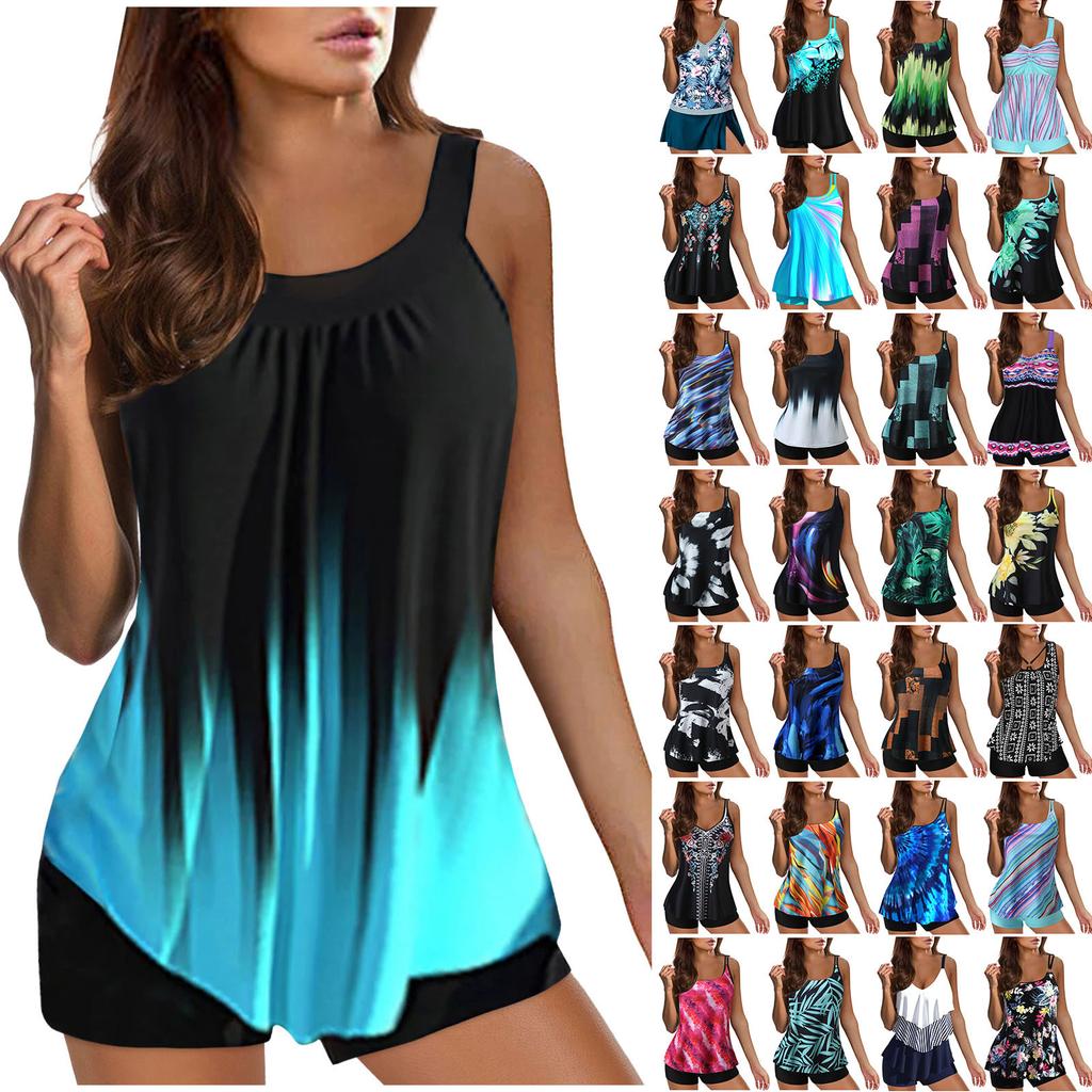 Swimwear Plus Size Women Tankini Swimsuits For Women 2025 Summer Two Piece Bathing Suits Print Sling Swim Swimsuits Woman