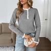 Women's Fashion Casual Fall Winter Solid Color Print Long Sleeve O-Neck Sweaters