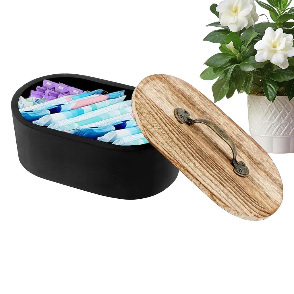 Storage Box Cotton Pads Storage Box Wood Tampon Container With Lid Large Capacity Cotton Swab Pad organizer Container Organizer