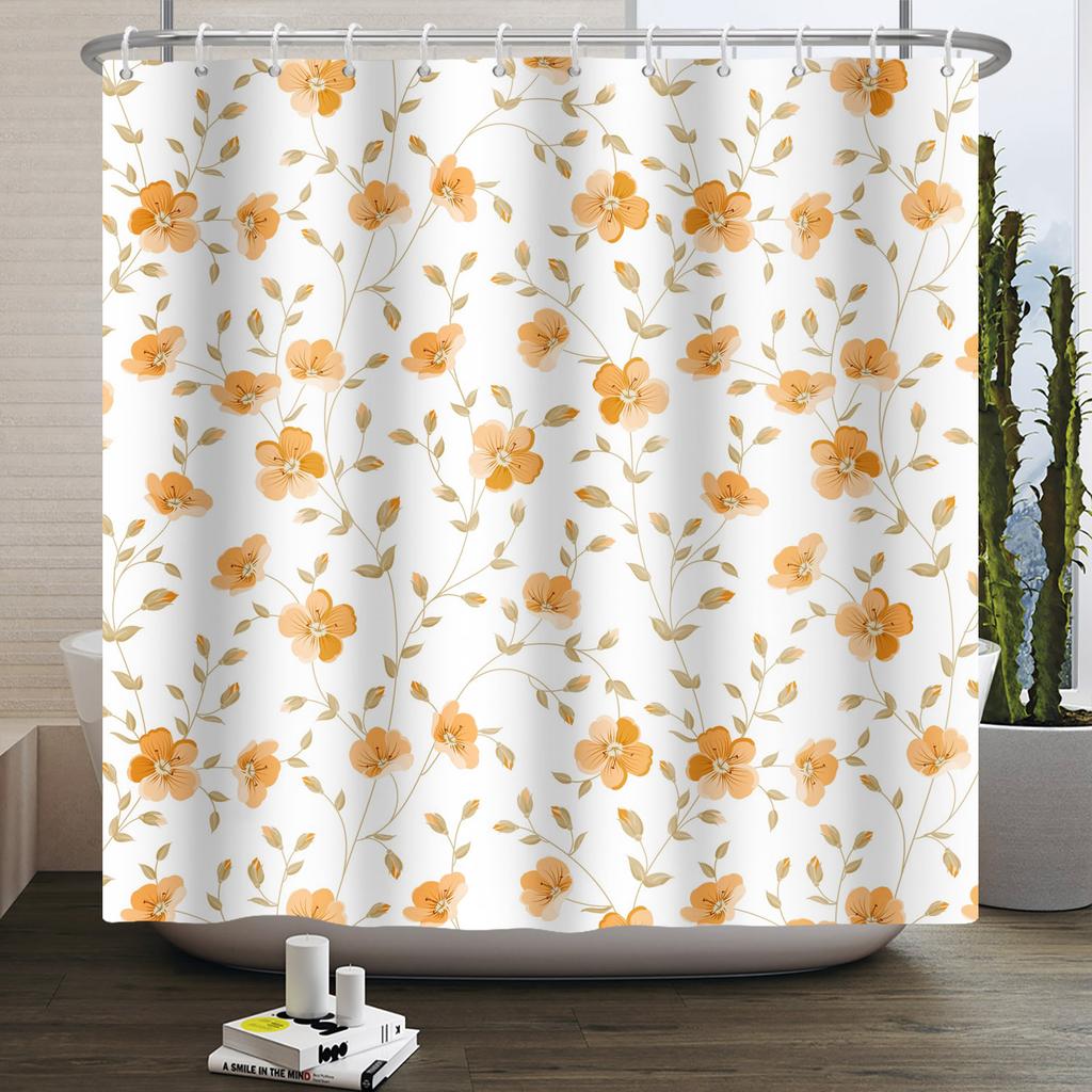 Fresh Flowers Print Shower Curtain Small Floral Home Bathroom Decoration Bath Curtains Waterproof Polyester Fabric With 12 Hooks