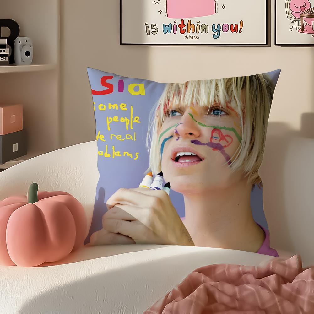 Mysterious Pop Australian Singer SSia FFurler Cushion Cover Pillowcase Short Plush Invisible zipper Room Sofa Cushion Cover