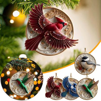 Acrylic Bird Ornaments Car Hanging Decor Christmas Tree Rearview Mirror Decoration Handcrafted Gift for Bird Lovers