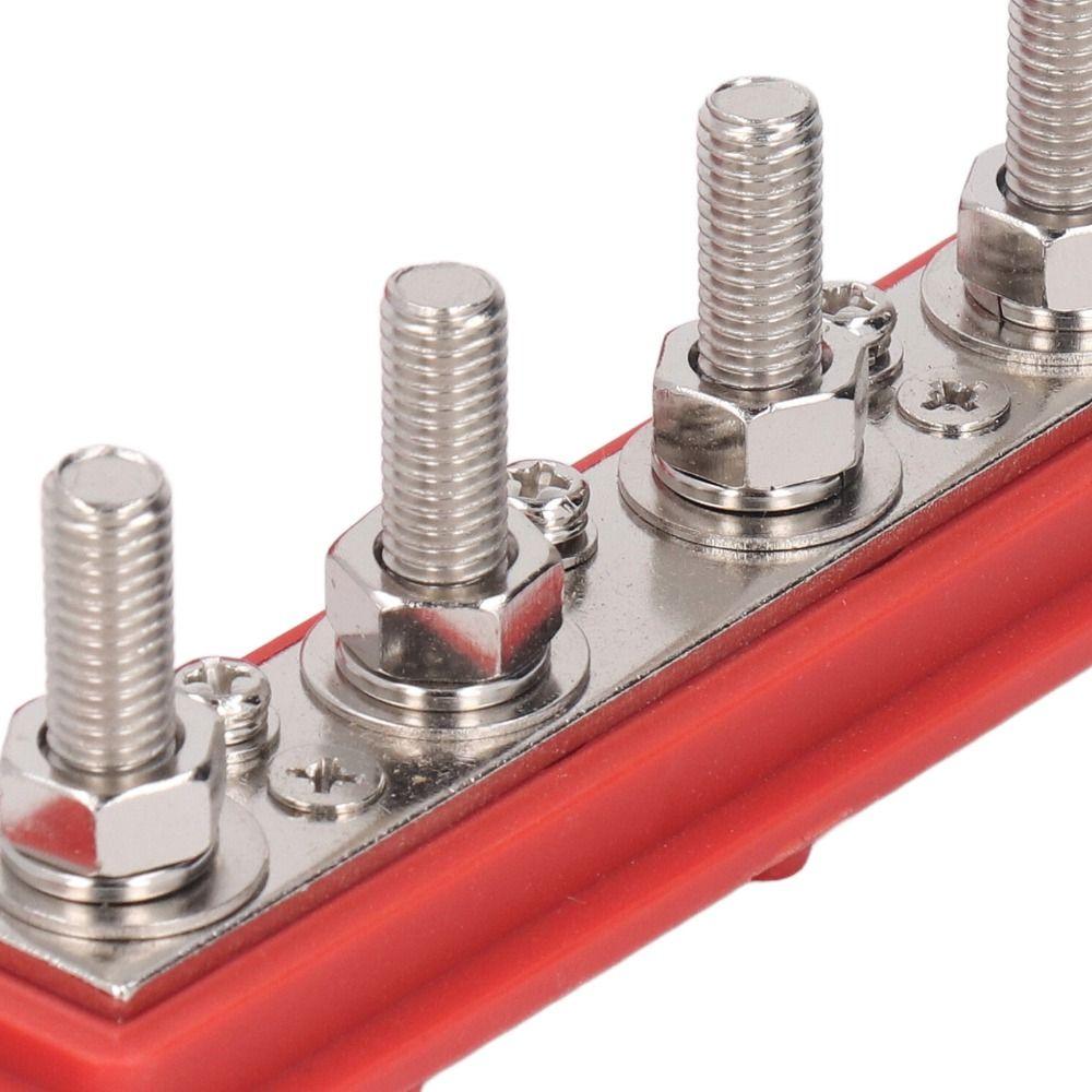 2Pcs 4 Terminal Bus Bar 48V Copper Stud Power Distribution Block  Gather Wiring Harnesses